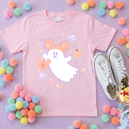 Pastel Ghosties, Boo Full Art Inspired Printed T-Shirt, Cute Halloween - Adults & Kids Sizes - Cotton T-Shirt