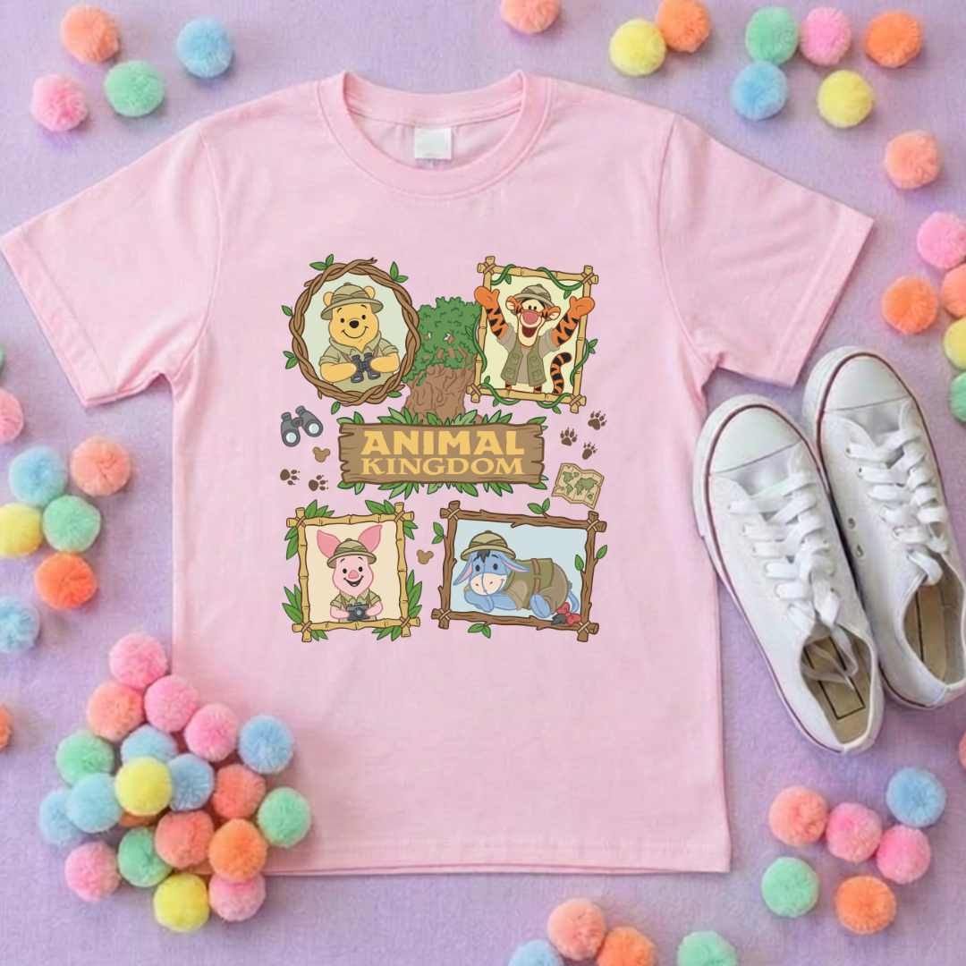 Pooh Animal Kingdom Full Art Park Life T-Shirt, Ears, Florida, Orlando, Cruise Holidays T-Shirts, Holiday Outfits - Adults & Kids Sizes - Cotton T-Shirt