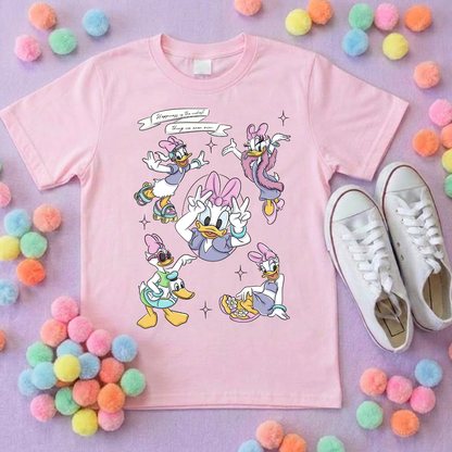 Magical Girlie Duck Full Art Printed T-Shirt, Florida, Orlando, Magical World - Adults & Kids Sizes
