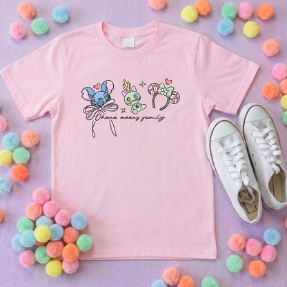 Blue Alien Stitch Inspired Printed White T-Shirt, Hawaii, Hawaiian Rollercoaster, Lilo, Scrump - Adults & Kids Sizes - Cotton T-Shirt