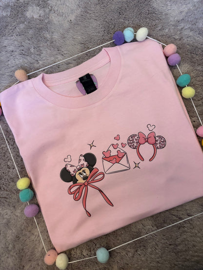 Valentines Day Magical Girlie Mouse Bow Printed T-Shirt, Florida, Orlando, Magical World - Adults & Kids Sizes