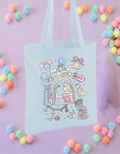 Sleeping Princess Tote Bags, Princess Theme Cotton Canvas Tote Bags, Printed Inspired Tote Bags, Shopper Bags
