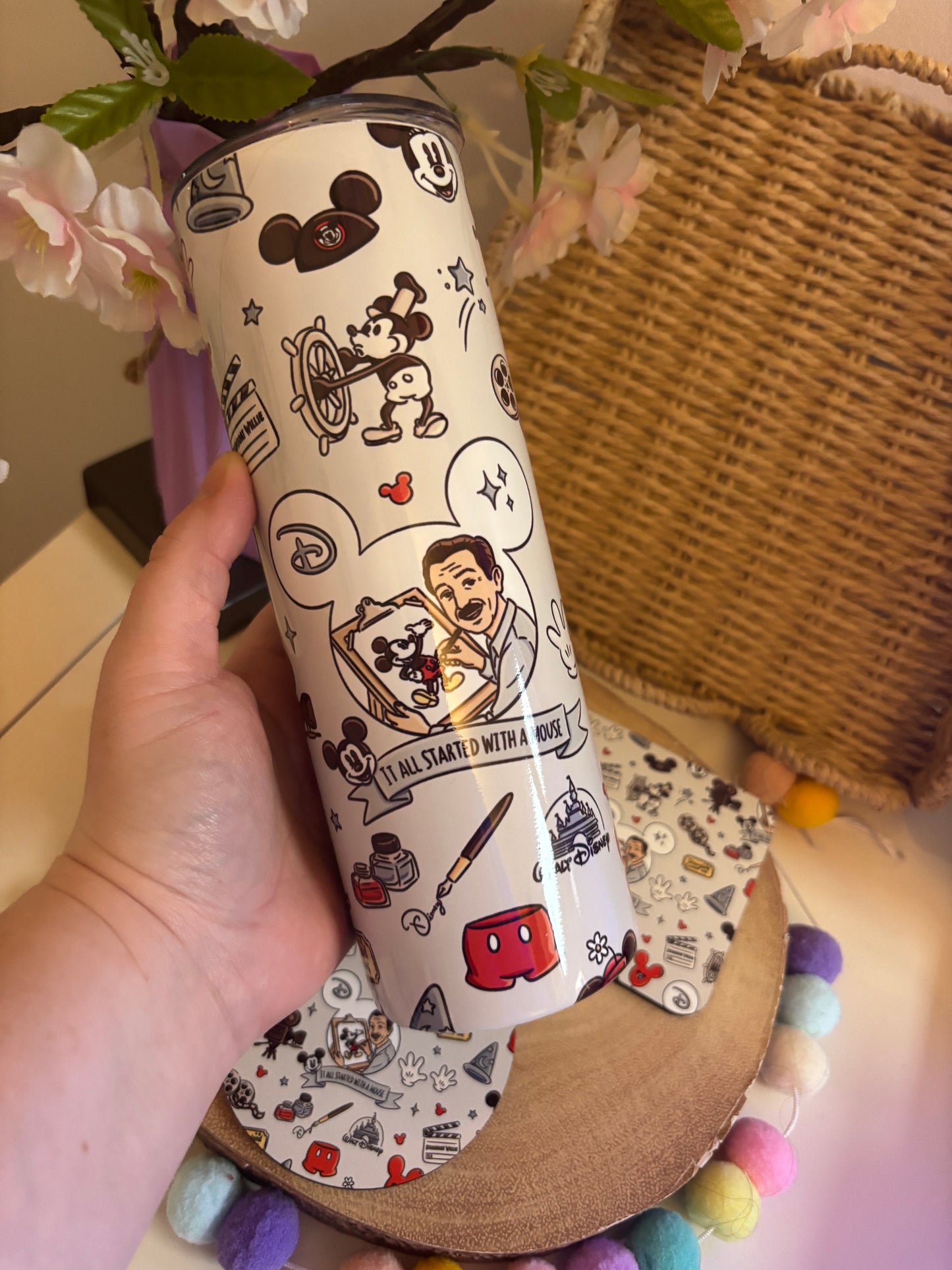 It Started with a Mouse Walt Theme 20oz Tumbler, Hot & Cold Drinks Tumbler