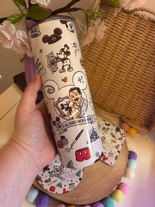 It Started with a Mouse Walt Theme 20oz Tumbler, Hot & Cold Drinks Tumbler