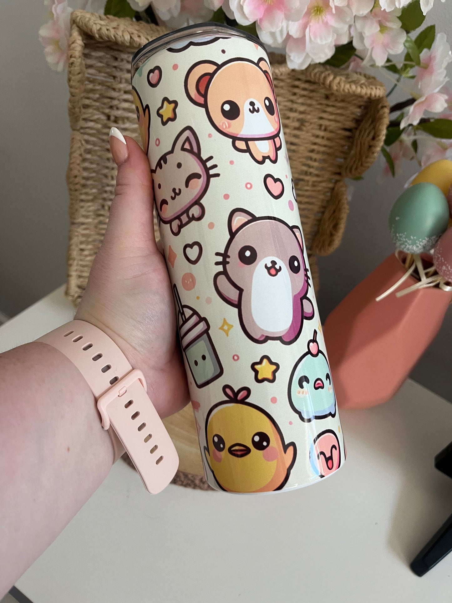 Cute Kawaii Animal 20oz Tumbler, Girl Era, Hot and Cold Drinks Tumbler