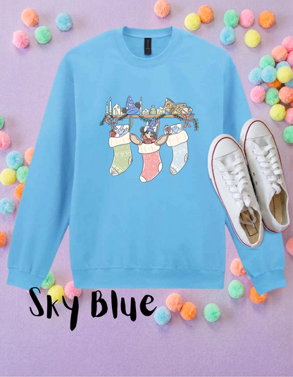 Christmas Hanging Stockings Sweatshirt, Florida, Orlando, Christmas Jumper, Christmas Outfits - Adults & Kids Sizes - Fleece Sweatshirt