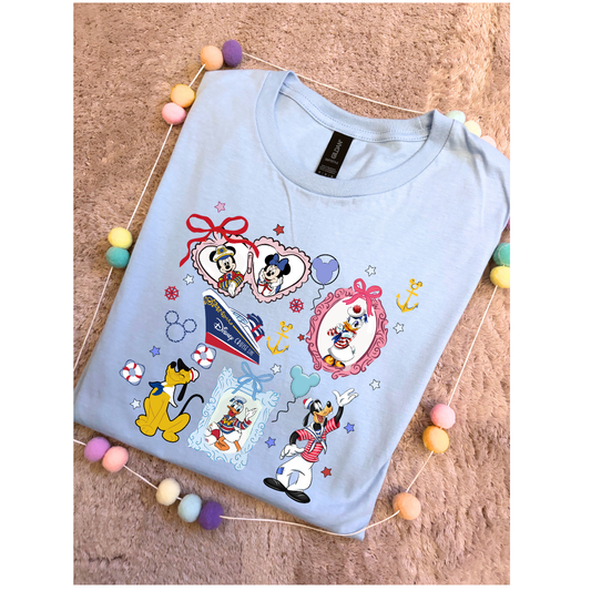 Cruise Mouse and Friends T-Shirt, Ears, Florida, Orlando, Cruise Holidays T-Shirts, Holiday Outfits - Adults & Kids Sizes - Cotton T-Shirt