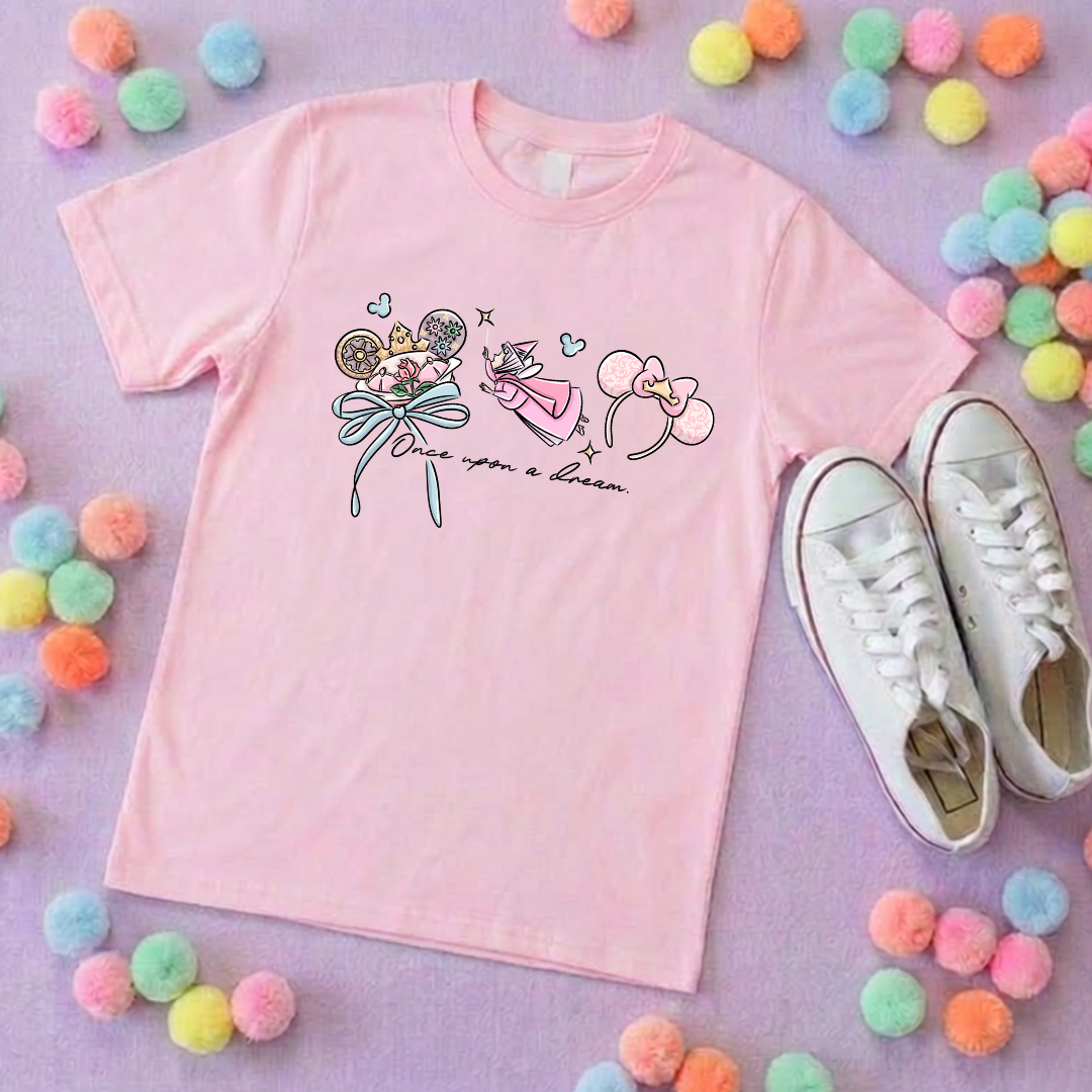 Sleeping Princess Inspired Printed T-Shirt, Princess Movie, Mouse Ears, Princess- Adults & Kids Sizes - Cotton T-Shirt