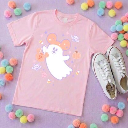 Pastel Ghosties, Boo Full Art Inspired Printed T-Shirt, Cute Halloween - Adults & Kids Sizes - Cotton T-Shirt