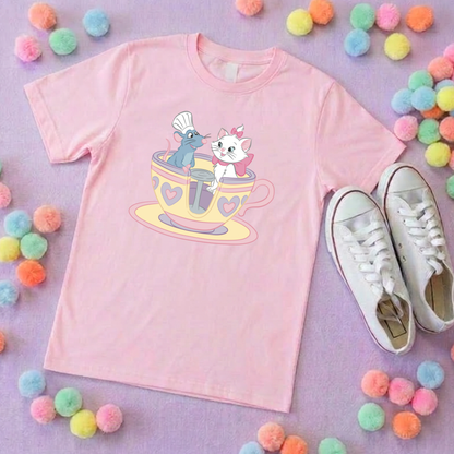 Paris Friends on Teacup Ride Printed T-Shirt, Florida, Orlando, Magical World - Adults & Kids Sizes