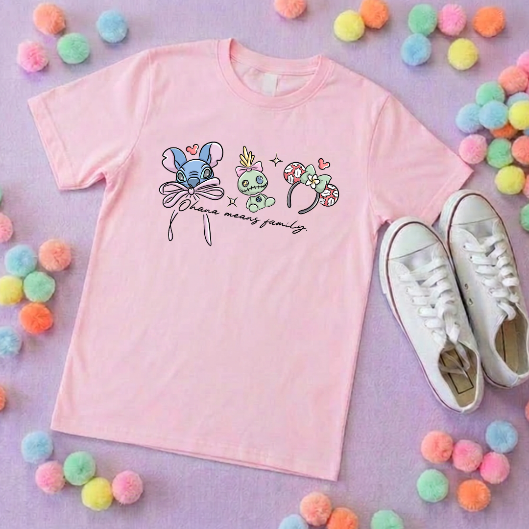 Blue Alien Stitch Inspired Printed White T-Shirt, Hawaii, Hawaiian Rollercoaster, Lilo, Scrump - Adults & Kids Sizes - Cotton T-Shirt