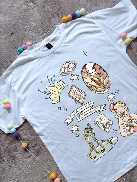 Bayou Frog Princess Full Art Inspired Printed T-Shirt, Princess Movie, Mouse Ears, Princess- Adults & Kids Sizes - Cotton T-Shirt