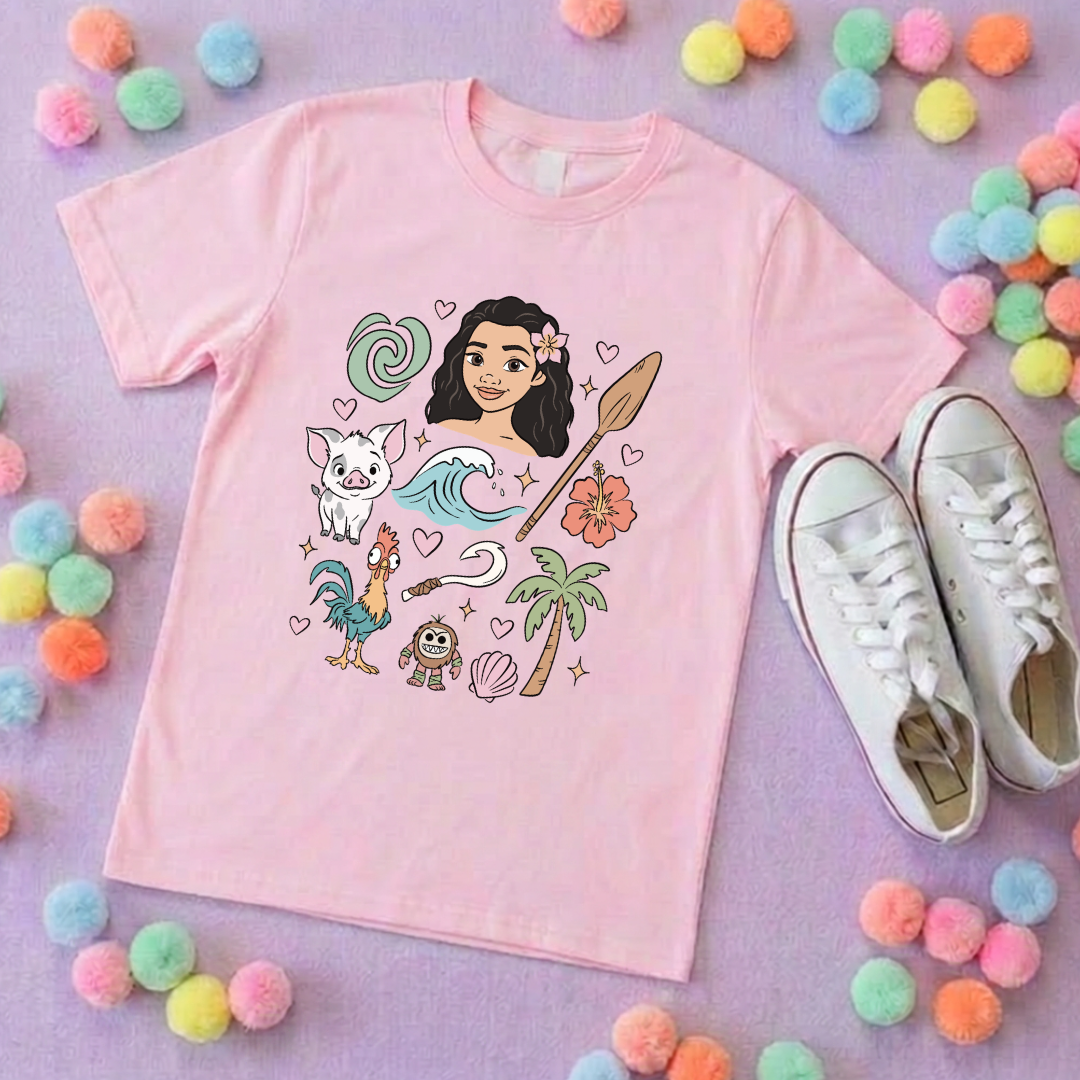 Moana and Friends Full Art, Polynesian Hotel Theme Inspired T-Shirts, Inspired Printed T-Shirt, Princess Movie, Princess- Adults & Kids Sizes - Cotton T-Shirt
