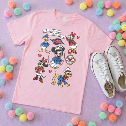 Cruise Mouse Ears Full Art T-Shirt, Ears, Florida, Orlando, Cruise Holidays T-Shirts, Holiday Outfits - Adults & Kids Sizes - Cotton T-Shirt