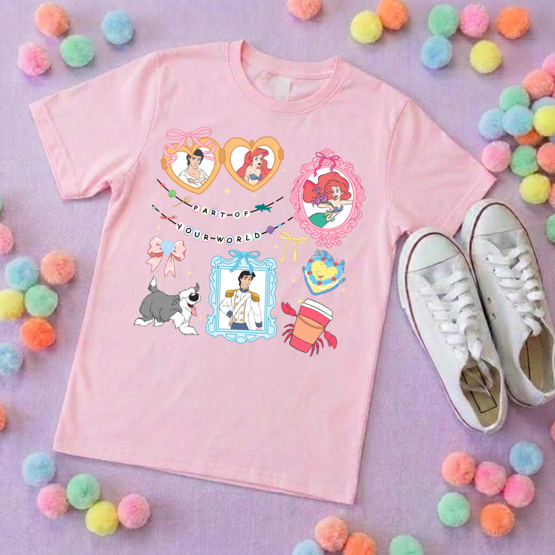 Mermaid Little Inspired Printed T-Shirt, Underwater, Little Mermaid, Ariel and Friends - Adults & Kids Sizes - Cotton T-Shirt