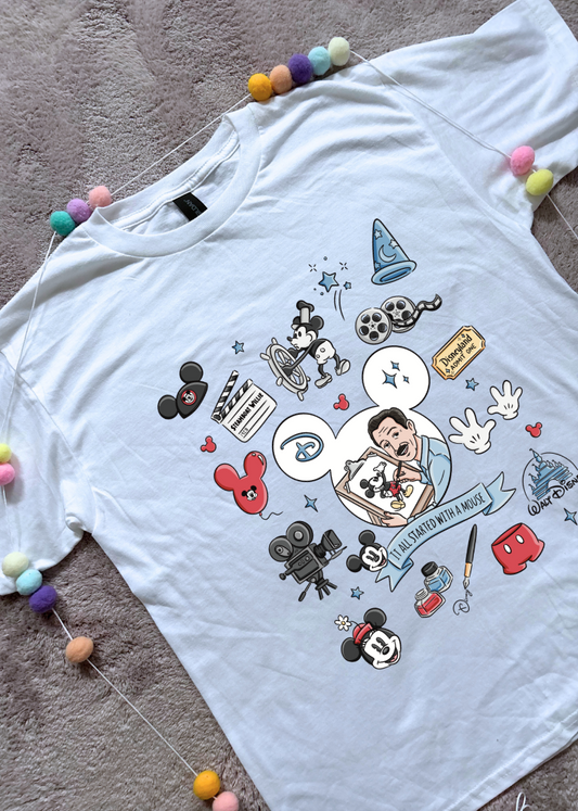 It Started With a Mouse, Full Art Printed T-Shirt, Florida, Orlando, Magical World - Adults & Kids Sizes
