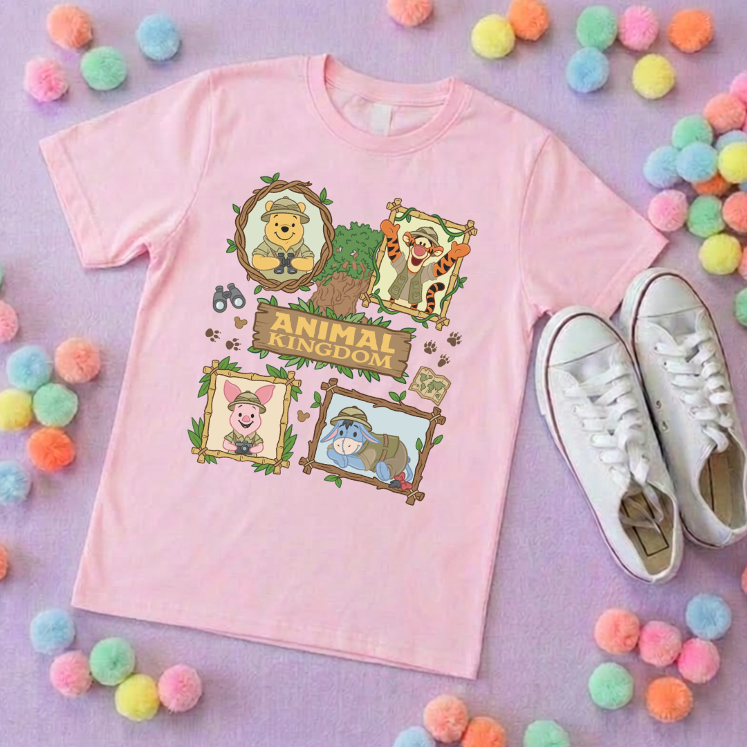 Pooh Animal Kingdom Full Art Park Life T-Shirt, Ears, Florida, Orlando, Cruise Holidays T-Shirts, Holiday Outfits - Adults & Kids Sizes - Cotton T-Shirt