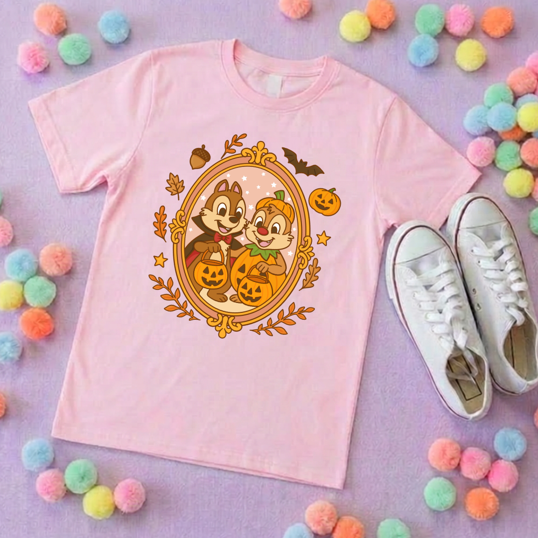 Pumpkin Pals Chip & Dale Life T-Shirt, Ears, Florida, Orlando, Cruise Holidays T-Shirts, Holiday Outfits - Adults & Kids Sizes - Cotton T-Shirt