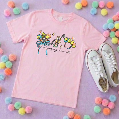 Goofing Around, Goofy, Pluto Inspired Printed White T-Shirt, Yellow Dog, Goofy - Adults & Kids Sizes - Cotton T-Shirt