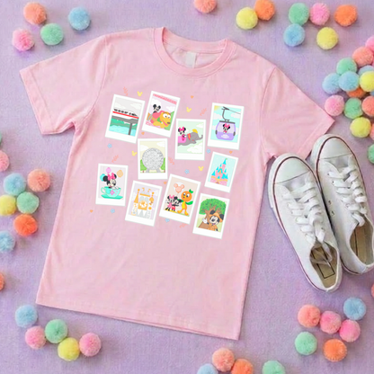 Polaroids at the Park Life T-Shirt, Ears, Florida, Orlando, Cruise Holidays T-Shirts, Holiday Outfits - Adults & Kids Sizes - Cotton T-Shirt