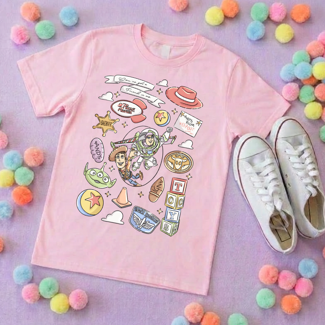 Story Toy Inspired Full Art Printed Ears T-Shirt, Florida, Orlando, Bo Peep, Jessie, Buzz, Toy Story - Adults & Kids Sizes - Cotton T-Shirt