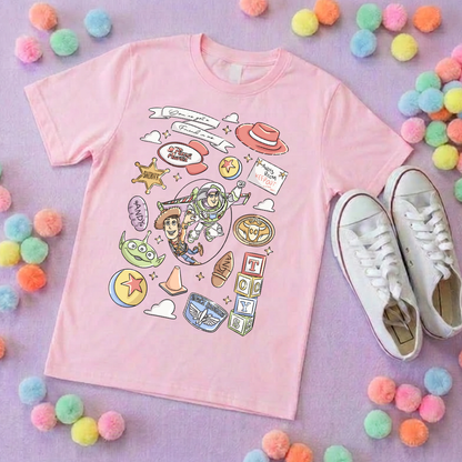 Story Toy Inspired Full Art Printed Ears T-Shirt, Florida, Orlando, Bo Peep, Jessie, Buzz, Toy Story - Adults & Kids Sizes - Cotton T-Shirt