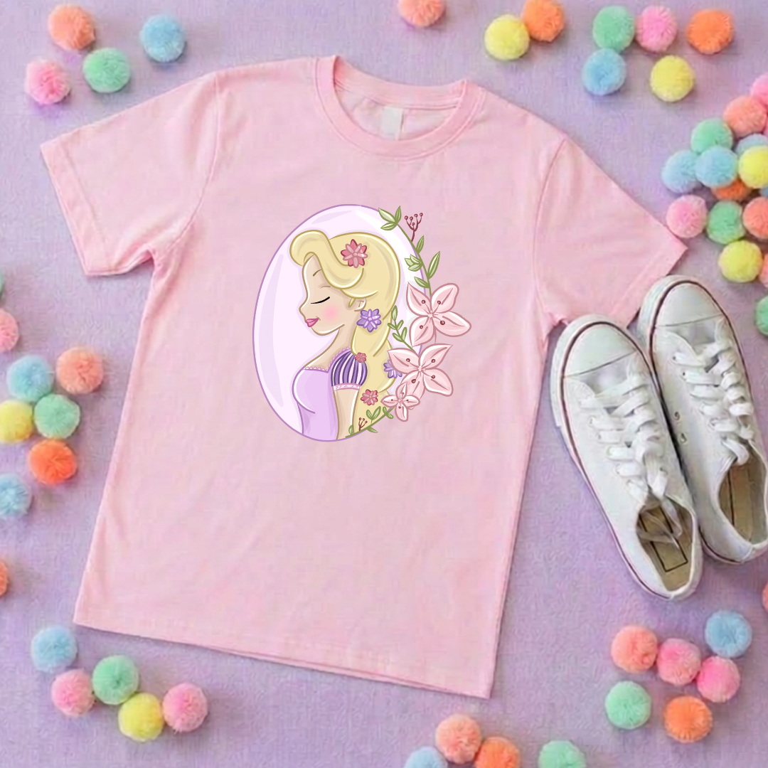 Rapunzel Princess Tower Inspired Printed T-Shirt, Princess Movie, Golden Hair Princess- Adults & Kids Sizes - Cotton T-Shirt