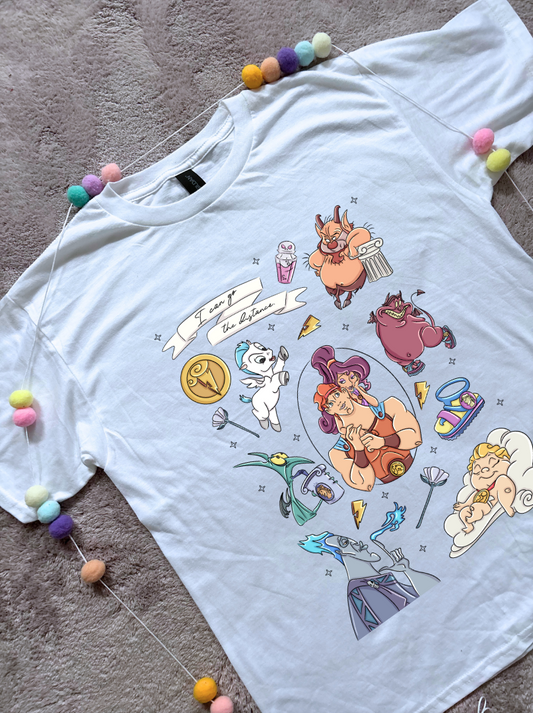 Hercules, Pegasus Full Art Inspired Printed Sand T-Shirt, Greek Gods, Muses, Hades Inspired Character T-Shirts - Adults & Kids Sizes - Cotton T-Shirt