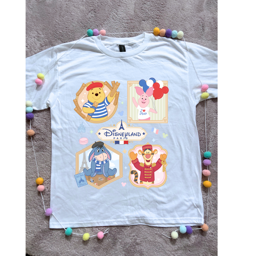 Pooh French Oh La La Full Art Park Life T-Shirt, Ears, Florida, Orlando, Cruise Holidays T-Shirts, Holiday Outfits - Adults & Kids Sizes - Cotton T-Shirts