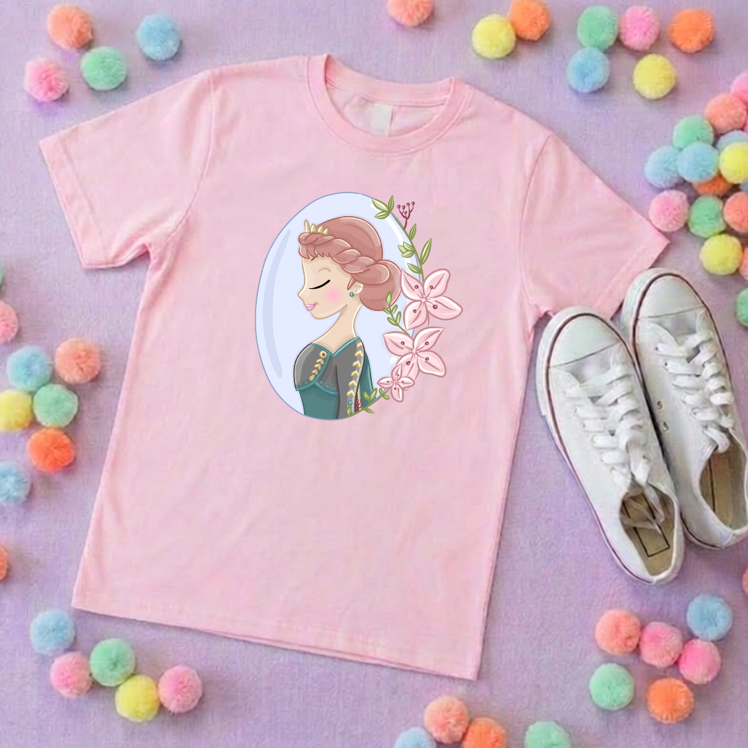 Anna & Flowers Inspired Printed T-Shirt, Princess, Magical Kingdom, Inspired Character T-Shirts - Adults & Kids Sizes - Cotton T-Shirt