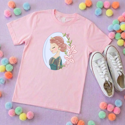 Anna & Flowers Inspired Printed T-Shirt, Princess, Magical Kingdom, Inspired Character T-Shirts - Adults & Kids Sizes - Cotton T-Shirt
