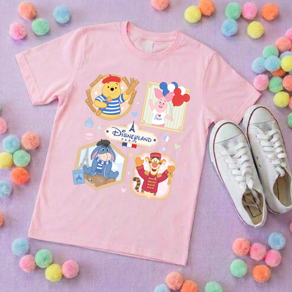 Pooh French Oh La La Full Art Park Life T-Shirt, Ears, Florida, Orlando, Cruise Holidays T-Shirts, Holiday Outfits - Adults & Kids Sizes - Cotton T-Shirts