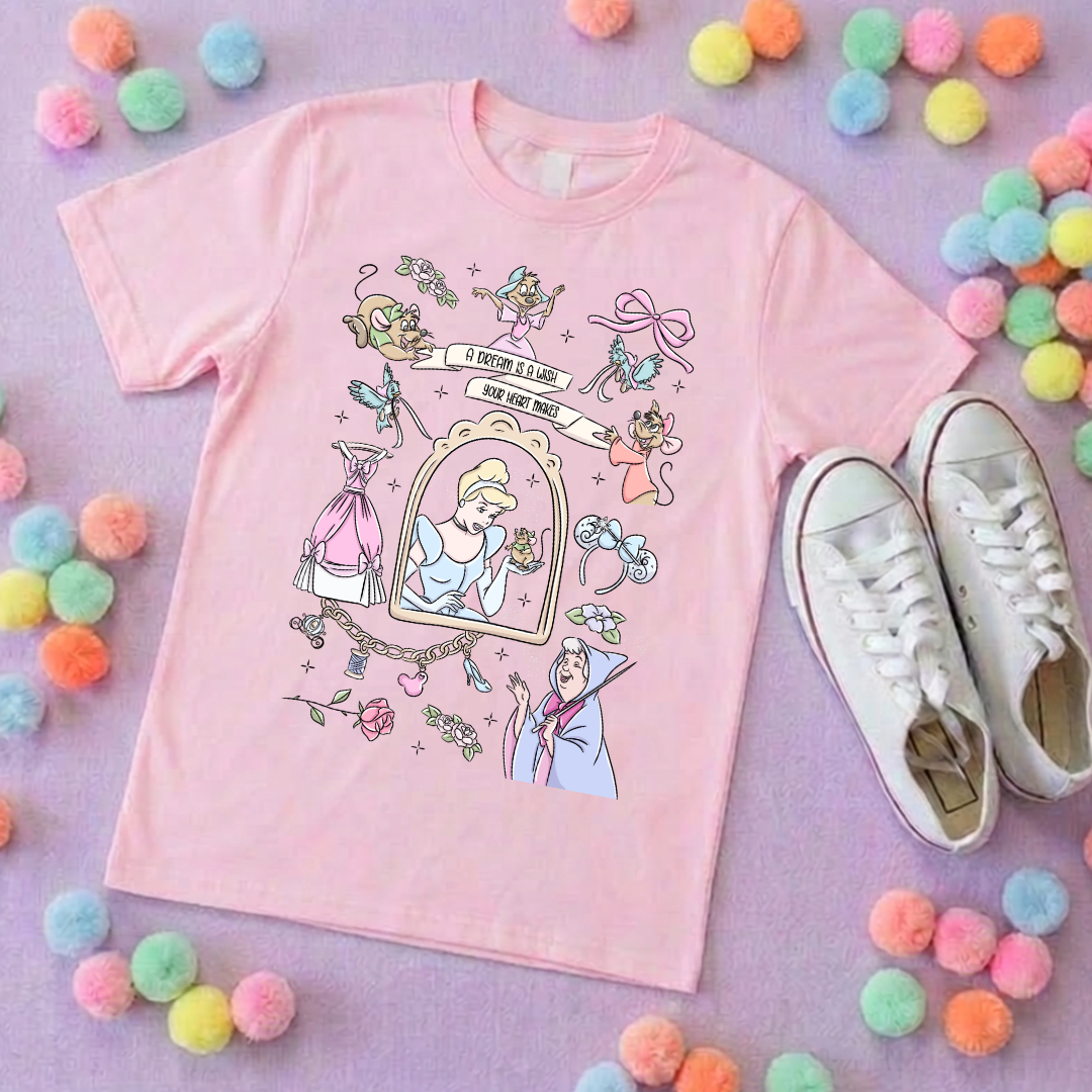 Ballgown Princess Full Art Inspired Printed T-Shirt, Princess Movie, Mouse Ears, Princess- Adults & Kids Sizes - Cotton T-Shirt