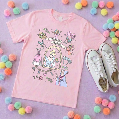 Ballgown Princess Full Art Inspired Printed T-Shirt, Princess Movie, Mouse Ears, Princess- Adults & Kids Sizes - Cotton T-Shirt