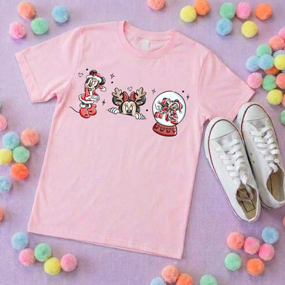 Christmas Mouse T-Shirt, Ears, Florida, Orlando, Christmas T-Shirts, Christmas Outfits - Adults & Kids Sizes - Cotton T-Shirt