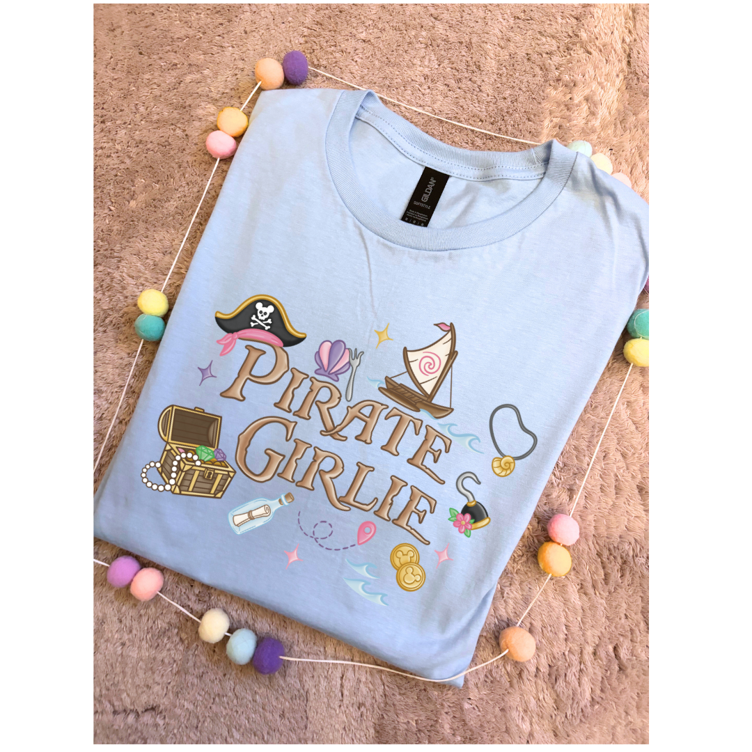 Pirate Girlies Park Life T-Shirt, Ears, Florida, Orlando, Cruise Holidays T-Shirts, Holiday Outfits - Adults & Kids Sizes - Cotton T-Shirt