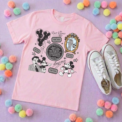 Magical Kingdom, Walt and mouse, Printed T-Shirt, Florida, Orlando, Magical World - Adults & Kids Sizes