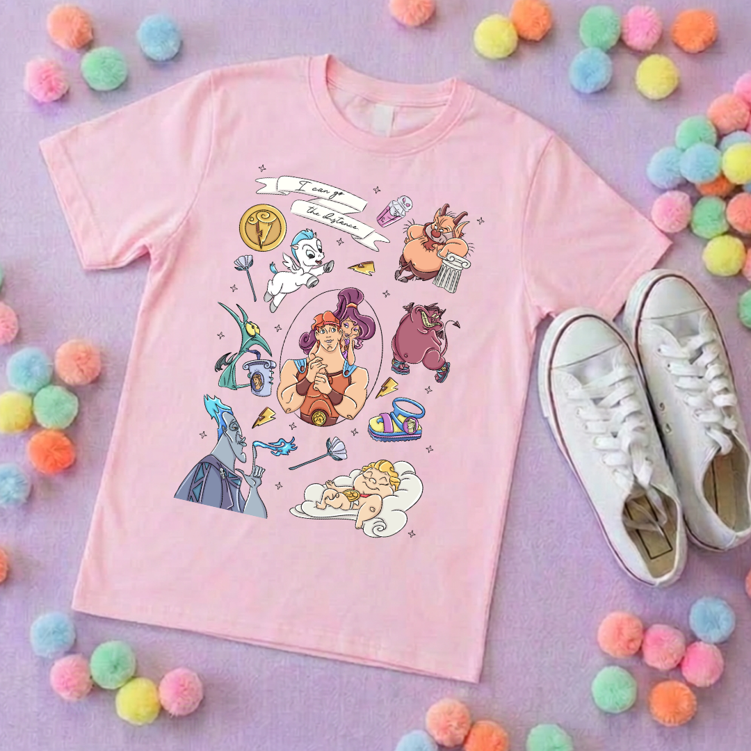 Hercules, Pegasus Full Art Inspired Printed Sand T-Shirt, Greek Gods, Muses, Hades Inspired Character T-Shirts - Adults & Kids Sizes - Cotton T-Shirt