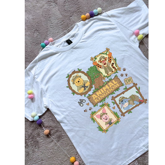 Pooh Animal Kingdom Full Art Park Life T-Shirt, Ears, Florida, Orlando, Cruise Holidays T-Shirts, Holiday Outfits - Adults & Kids Sizes - Cotton T-Shirt