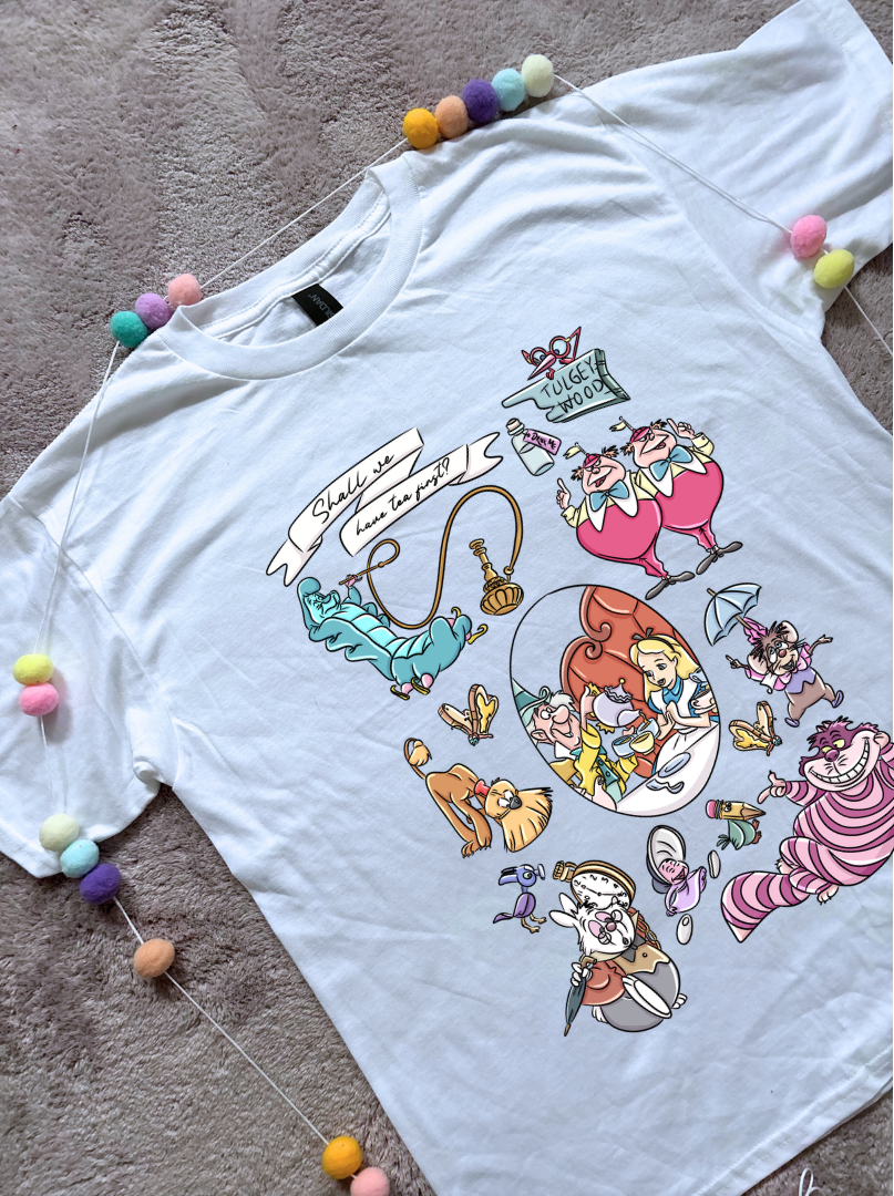 Alice, Smiley Cat Full Art Inspired Ears T-Shirt, Florida, Orlando - Adults & Kids Sizes - Cotton T-Shirt