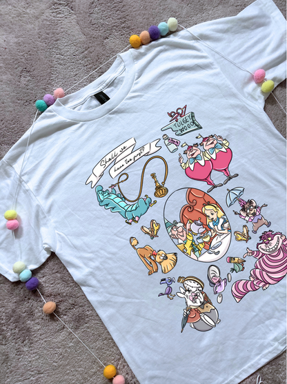 Alice, Smiley Cat Full Art Inspired Ears T-Shirt, Florida, Orlando - Adults & Kids Sizes - Cotton T-Shirt
