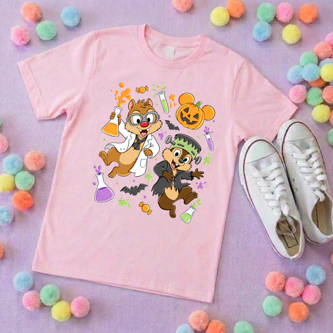 Halloween Pals, Chip & Dale Printed T-Shirt, Halloween, Inspired Character T-Shirts - Adults & Kids Sizes - Cotton T-Shirt
