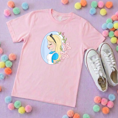 Wonderland Alice Flower Inspired T-Shirt, Florida, Orlando - Adults & Kids Sizes - Cotton T-Shirt