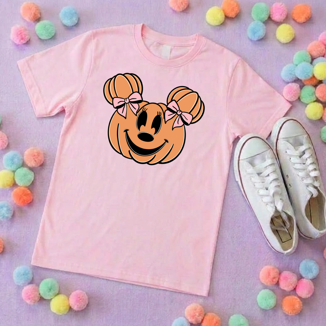 Pumpkin Mouse T-Shirt, Ears, Florida, Orlando, Halloween T-Shirts, Pumpkin Halloween Outfits - Adults & Kids Sizes - Cotton T-Shirt