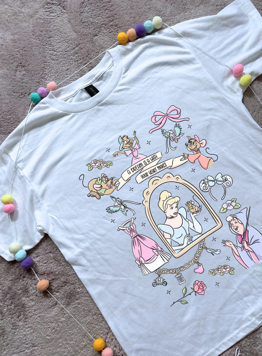 Ballgown Princess Full Art Inspired Printed T-Shirt, Princess Movie, Mouse Ears, Princess- Adults & Kids Sizes - Cotton T-Shirt