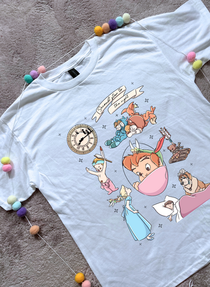 Neverland Full Art Inspired Printed T-Shirt, Neverland Movie, Mouse Ears, Princess- Adults & Kids Sizes - Cotton T-Shirt