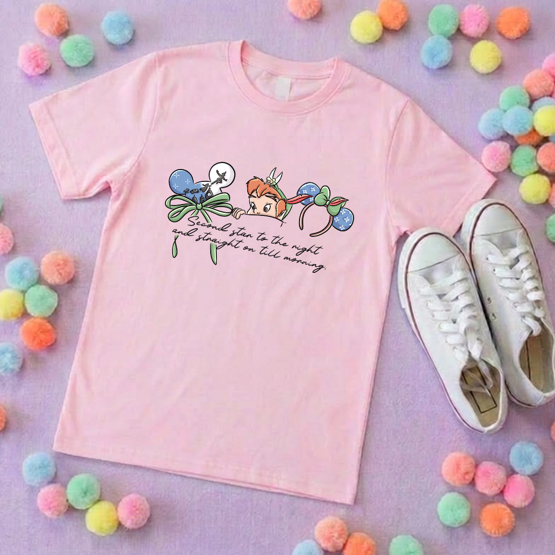 Neverland Tinkerbelle Inspired Printed T-Shirt, Neverland Movie, Mouse Ears, Princess- Adults & Kids Sizes - Cotton T-Shirt