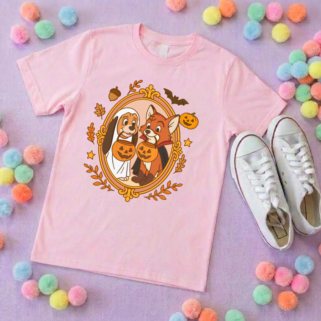 Pumpkin Pals Fox & Hound Park Life T-Shirt, Ears, Florida, Orlando, Cruise Holidays T-Shirts, Holiday Outfits - Adults & Kids Sizes - Cotton T-Shirt