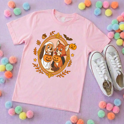 Pumpkin Pals Fox & Hound Park Life T-Shirt, Ears, Florida, Orlando, Cruise Holidays T-Shirts, Holiday Outfits - Adults & Kids Sizes - Cotton T-Shirt