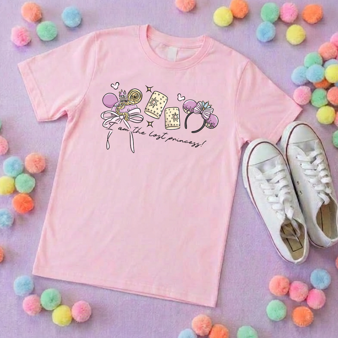 Rapunzel Princess Tower Inspired Printed T-Shirt, Princess Movie, Mouse Ears, Golden Hair Princess- Adults & Kids Sizes - Cotton T-Shirt